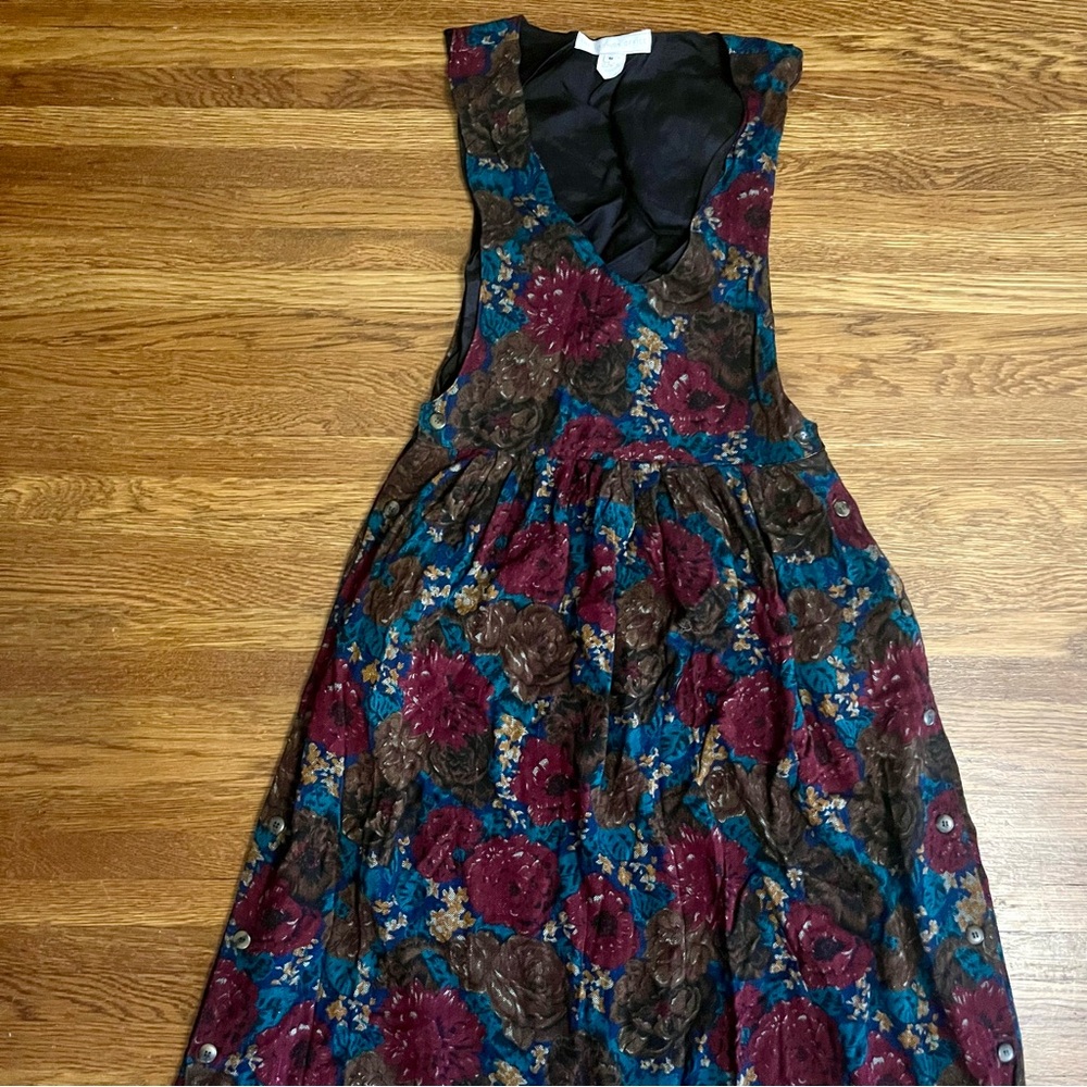 Vintage dark floral jumper dress 8 S rayon goth cottage Whimsigoth trad